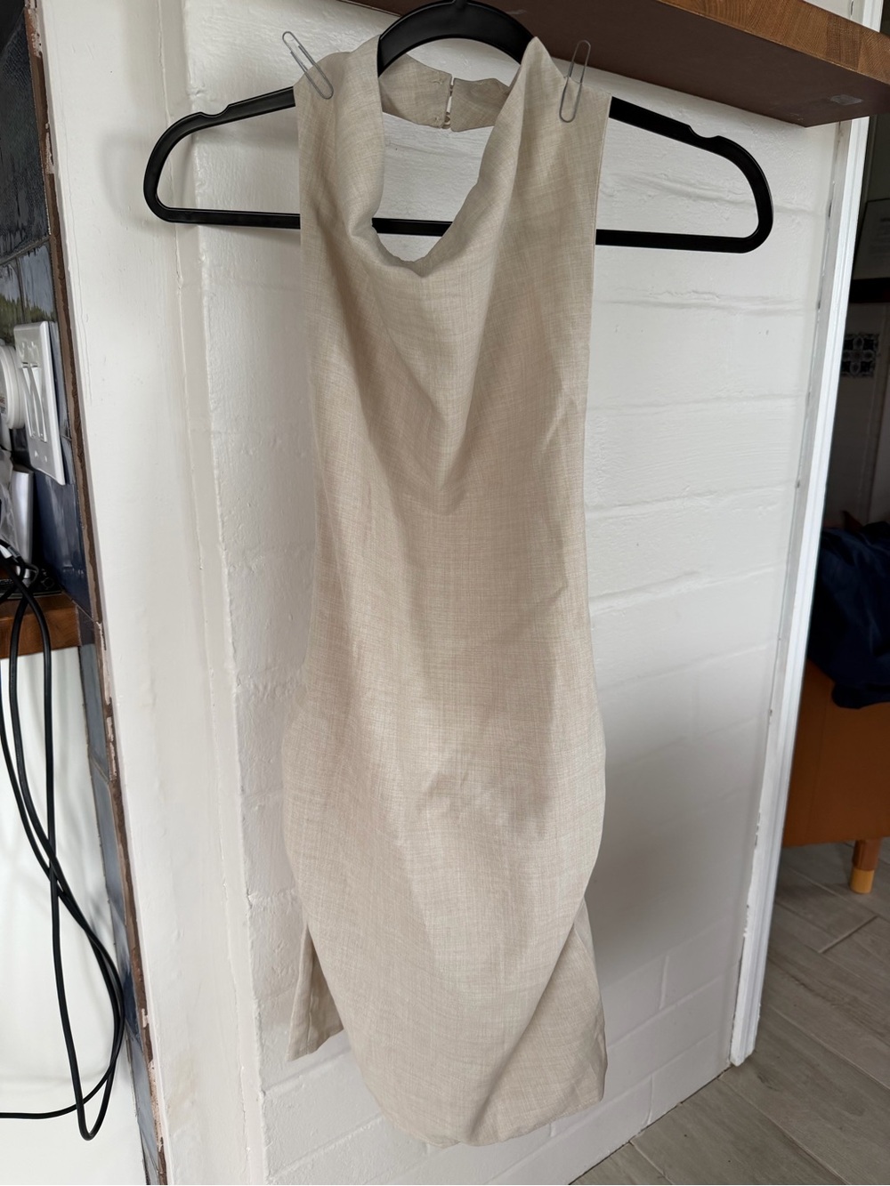 SHEIN Backless Halter Dress in Beige